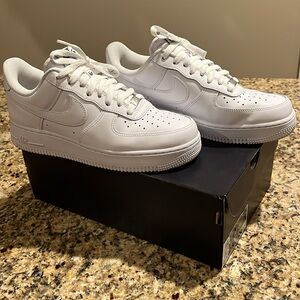 Nike Air Force 1, white leather, W9/M7.5, worn twice